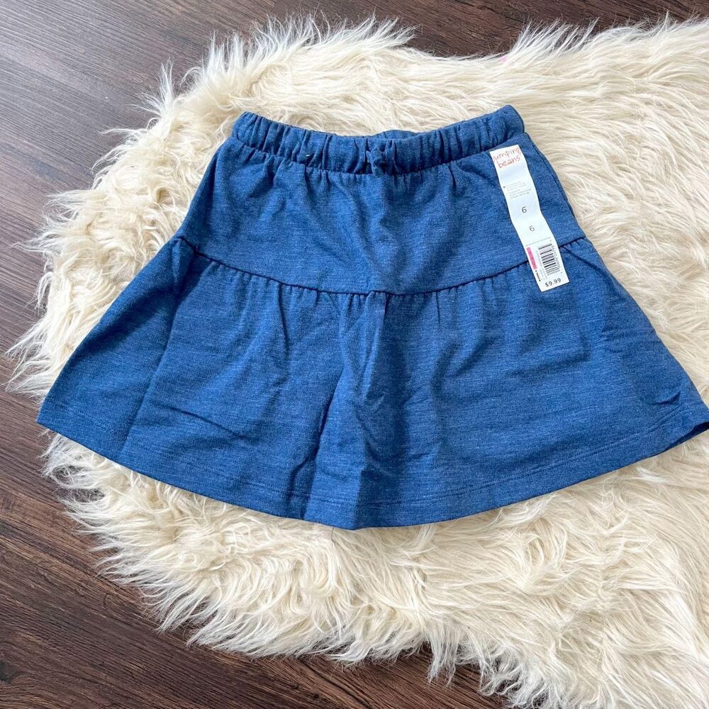 NWT blue tiered denim-look skirt by Jumping Beans Size 6